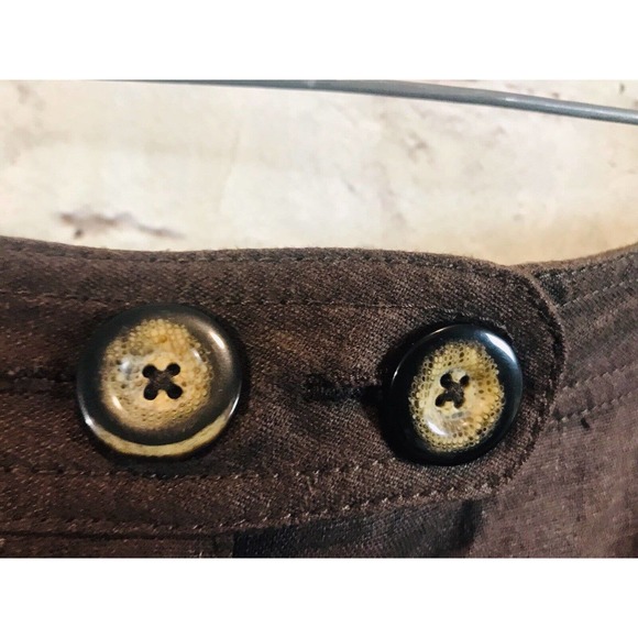 NEW BCBGMAXAZRIA LINEN BLEND SKIRT Brown Oak Button Detail Sz 10 MSRP $88 - Picture 2 of 5